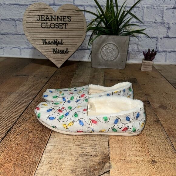 Toms Grey Glacier Glow In The Dark Women Shoe Size 9 Christmas Lights - Picture 2 of 9